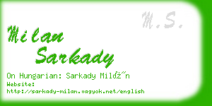 milan sarkady business card